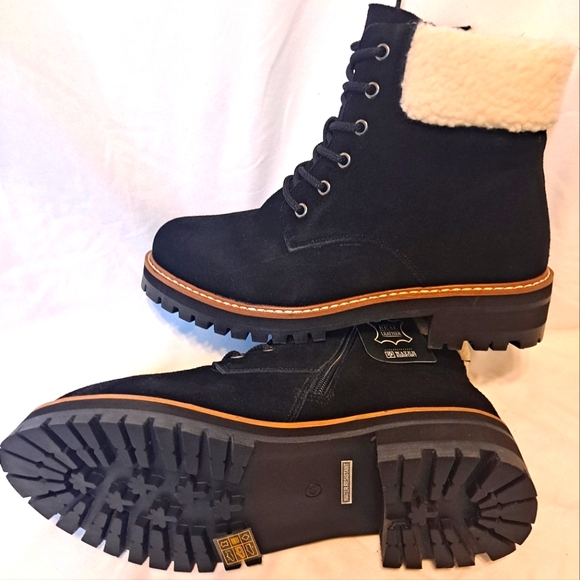 NEW Black Suede Sherpa Boot Waterproof No Slip AQUA DIVA SZ 10 - Picture 1 of 7